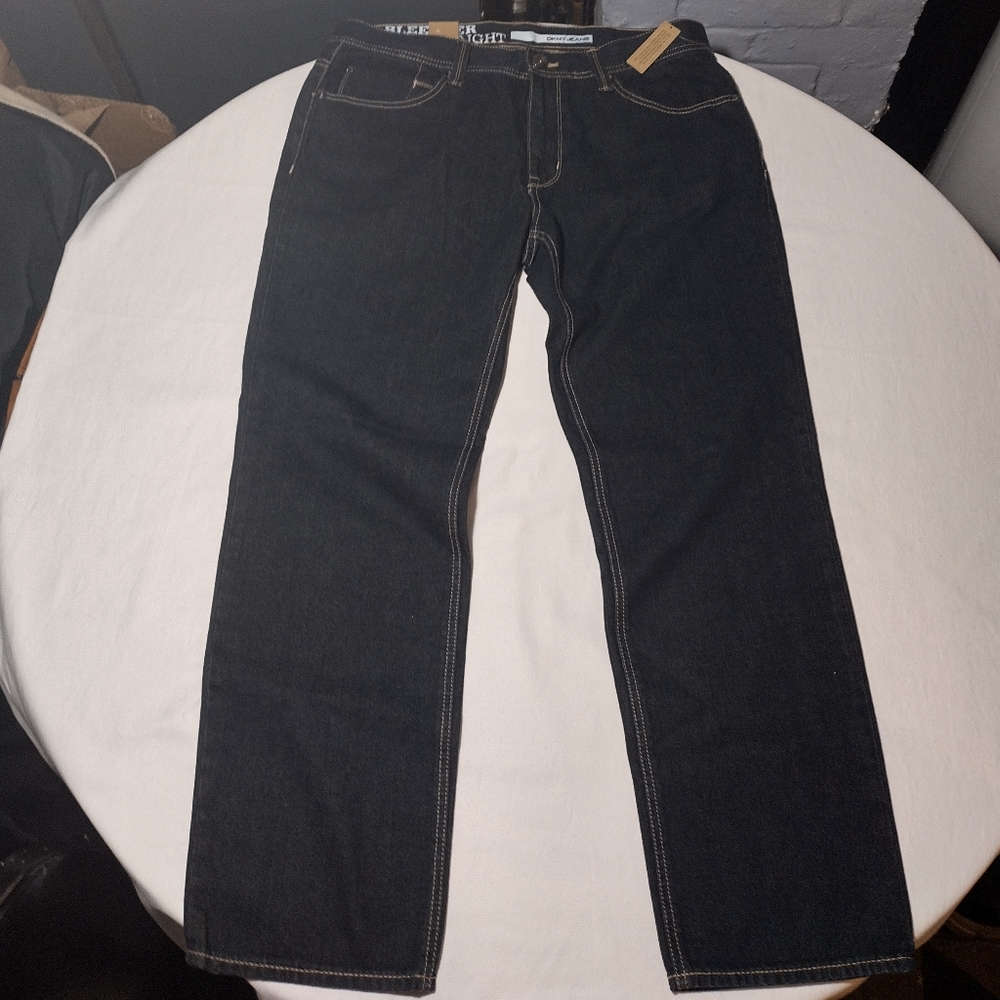 DKNY Bleeker Dark Blue Wash Regular Fit Low Rise Straight Leg Jeans - Picture 15 of 16